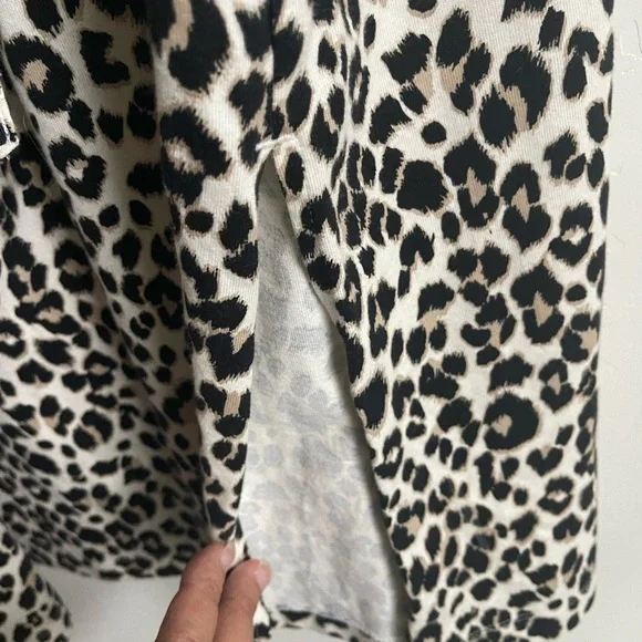 NWT Old Navy Black and White Leopard Print Maxi Sundress Short Cuffed Sleeves - Picture 4 of 5